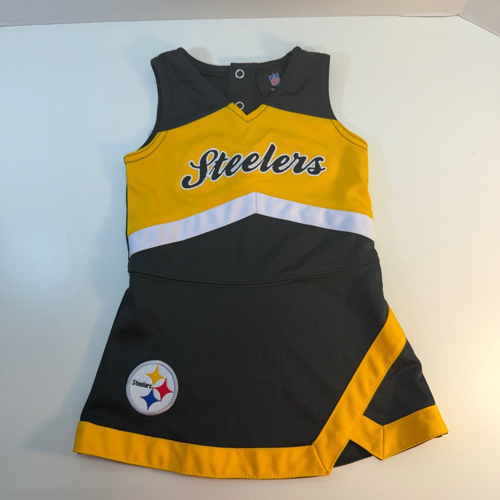 Pittsburgh Steelers Cheerleader Dress Toddler 18M NFL Team Apparel Black Yellow